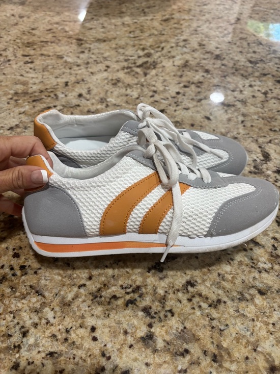 Boutique 9 Shoes - Boutique 9 White and Orange Mesh Athletic Sneakers